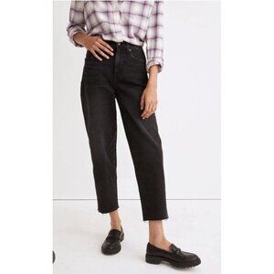 MADEWELL Women's Sz 28 Balloon Black Biscayne Wash Raw-Hem Denim Jeans